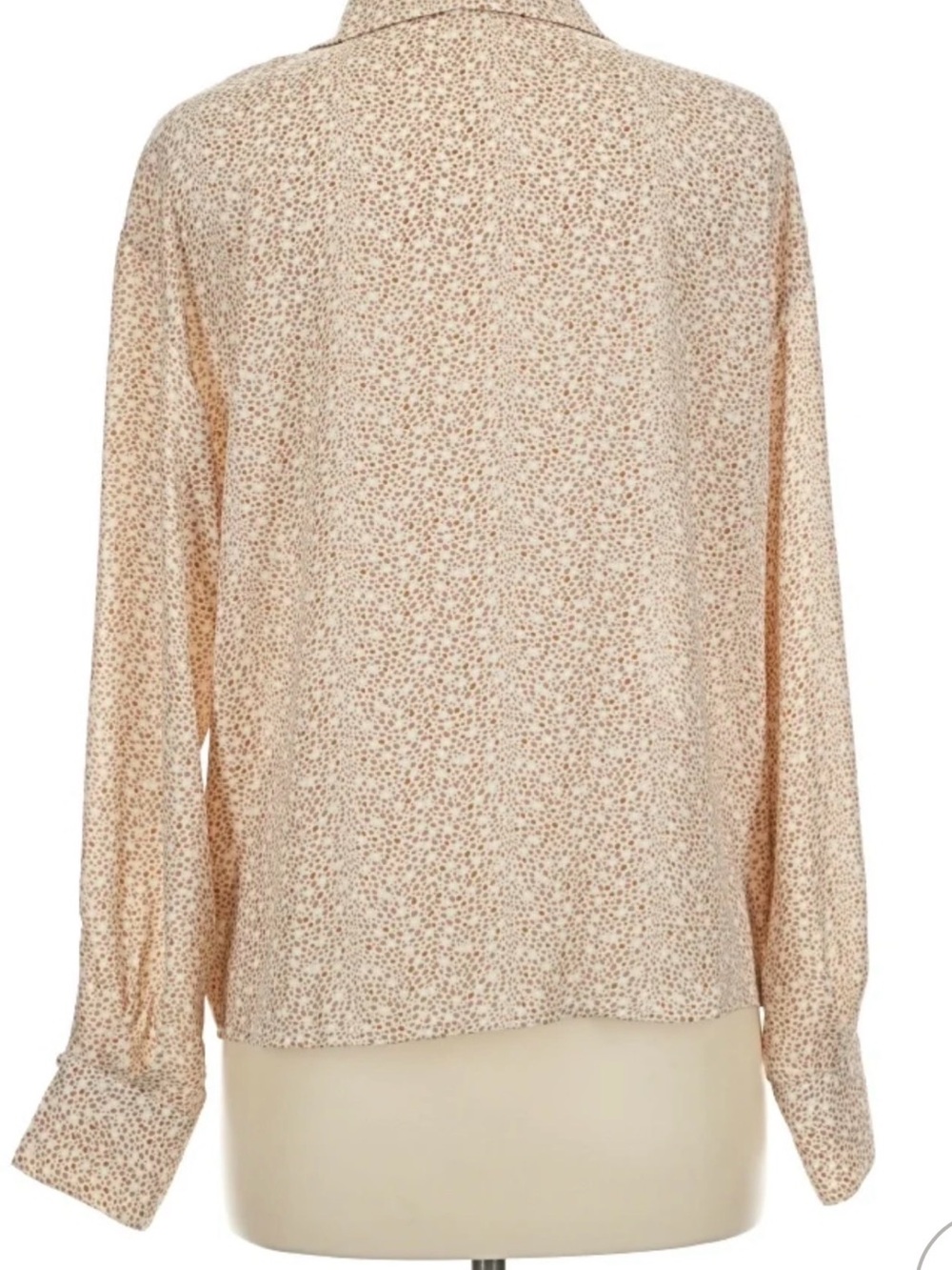 Worthington Tan and Cream Speckle Print Button-Front Shirt Blouse - Picture 4 of 8